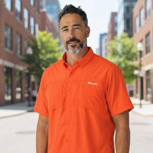 Cabela’s Guidewear Men’s Short Sleeve Fishing Shirt Size Large Orange